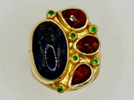 Load image into Gallery viewer, Blue Lapis w 3 Garnets & Tourmaline