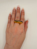 Load image into Gallery viewer, 18k Gold Half Moon w Amethyst