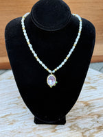Load image into Gallery viewer, Soft Pearl w Pink Topaz Pendant