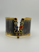 Load image into Gallery viewer, Semi-Precious Stones on V knock-out cuff!