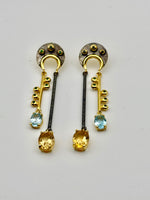 Load image into Gallery viewer, Stunning Blue Topaz & Citrine Dangles!