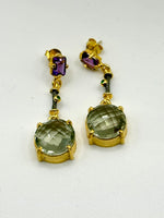 Load image into Gallery viewer, Blue Topaz, Amethyst Post Dangles