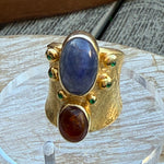 Load image into Gallery viewer, Blue Lapis & Amber Ring