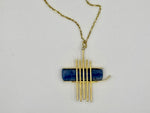 Load image into Gallery viewer, Five Gold Bar 18k Piece w Blue Lapis