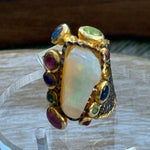 Load image into Gallery viewer, Fire Opal w Amethyst, Pink & Blue Sapphire & Green Tourmaline