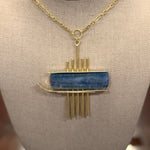 Load image into Gallery viewer, Five Gold Bar 18k Piece w Blue Lapis