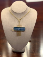 Load image into Gallery viewer, Five Gold Bar 18k Piece w Blue Lapis