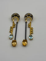 Load image into Gallery viewer, Stunning Blue Topaz & Citrine Dangles!