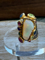 Load image into Gallery viewer, Fire Opal w Amethyst, Pink & Blue Sapphire & Green Tourmaline