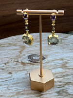 Load image into Gallery viewer, Blue Topaz, Amethyst Post Dangles