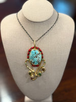 Load image into Gallery viewer, Turquoise, Red Coral w/ Tourmaline