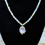 Load image into Gallery viewer, Soft Pearl w Pink Topaz Pendant