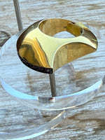 Load image into Gallery viewer, 18k Gold Half Moon w Amethyst