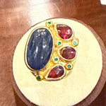 Load image into Gallery viewer, Blue Lapis w 3 Garnets & Tourmaline