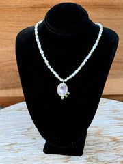 Soft Pearl w Pink Topaz Pendant